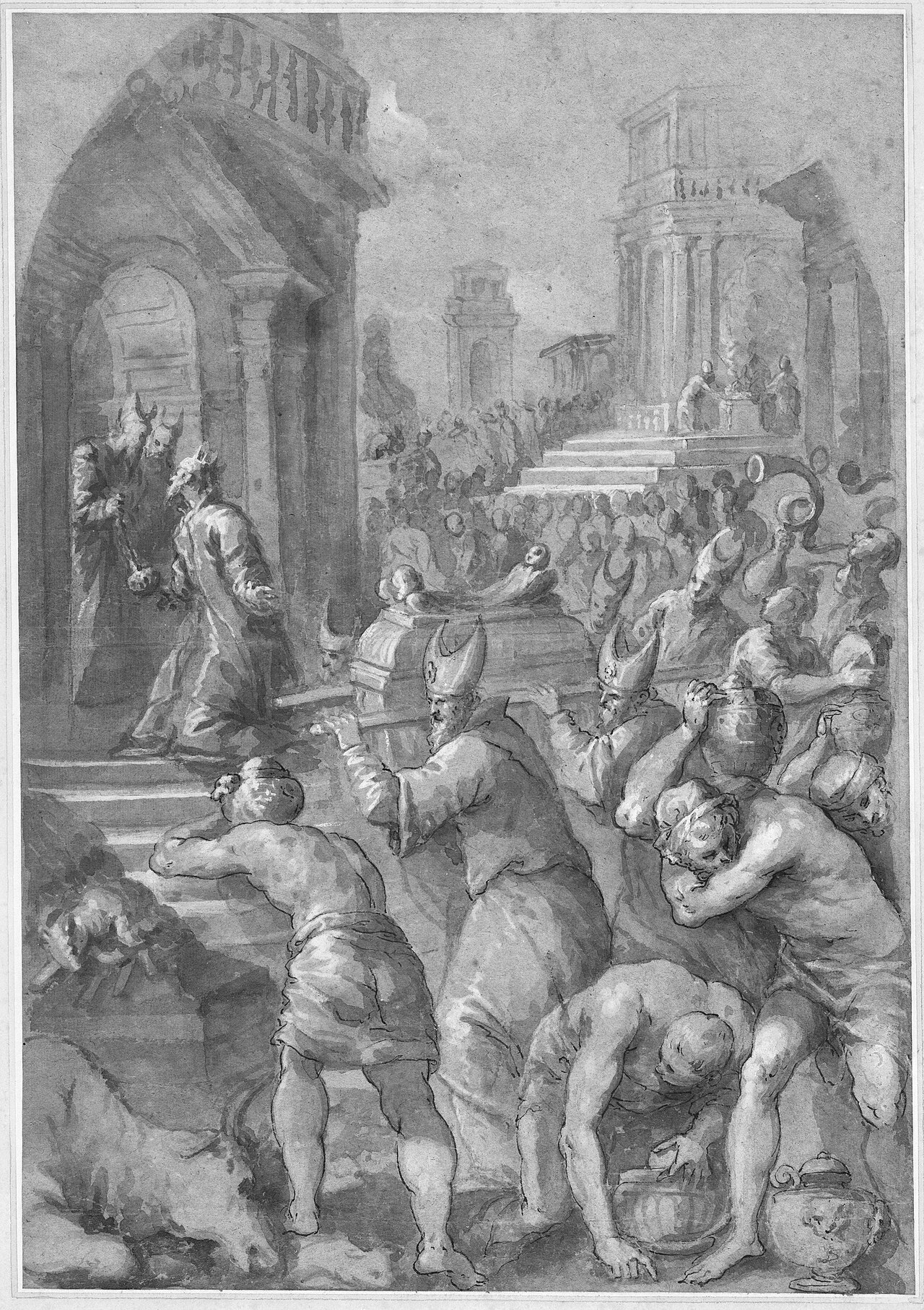 King Solomon Beholds the Ark of the Covenant Being Brought to the Temple, Andrea Vicentino
