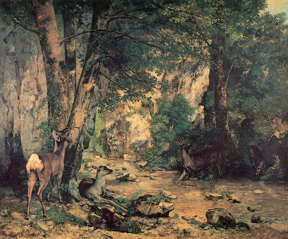 A Thicket of Deer at the Stream of Plaisir-Fontaine, Gustave Courbet